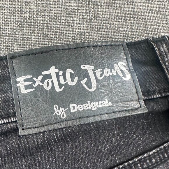 NEW! Desigual Exotic Skinny Jeans‎ 28 waist Black Embellished Cotton blend - Picture 14 of 16